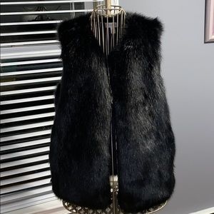 Dress Barn Black Faux Fur Vest